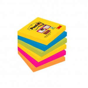 Pack 6 blocs 90 hojas notas adhesivas 76x76mm super sticky colores variados 654-6ss-carn post-it 7100265522