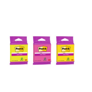 Blister bloc 90 hojas notas adhesivas 76x76mm super sticky colores surtidos 6820-ss3n post-it 7100172224