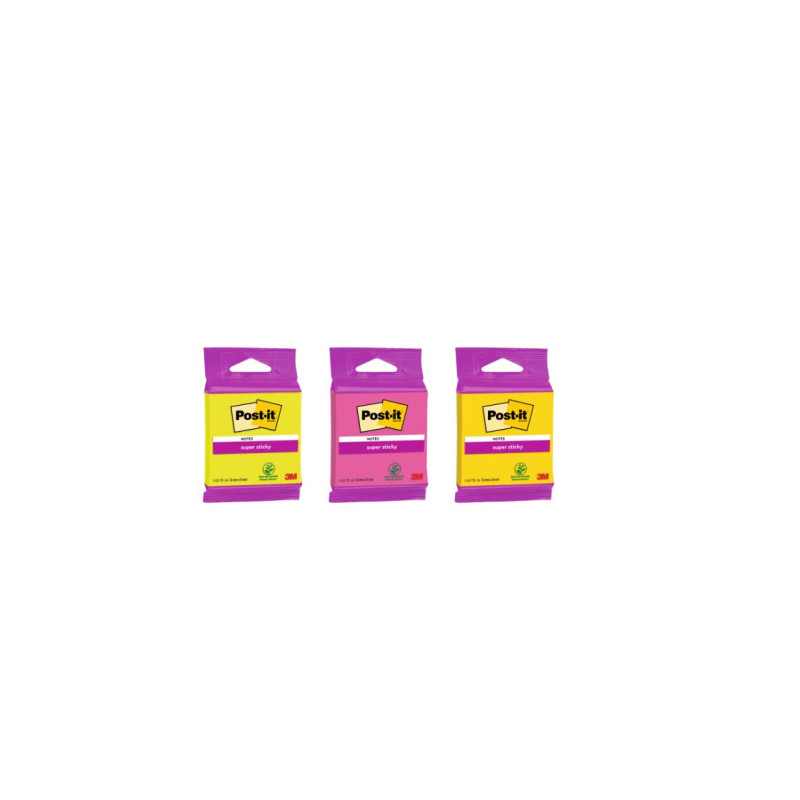 Blister bloc 90 hojas notas adhesivas 76x76mm super sticky colores surtidos 6820-ss3n post-it 7100172224 Blister bloc 90 hojas notas adhesivas 76x76mm super sticky colores surtidos 6820-ss3n post-it 7100172224