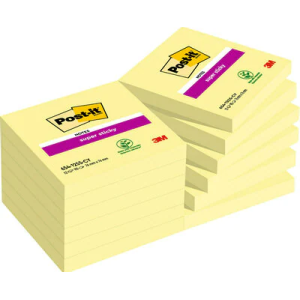 Pack 12 blocs 90 hojas notas adhesivas 76x76mm super sticky sin encelofanado individual 654-12sscy-eu post-it 7100290155