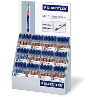 Staedtler Mars Micro Carbon 250 Expositor de 144 Tubos de Minas - Extraordinaria Elasticidad - Graduaciones Surtidas
