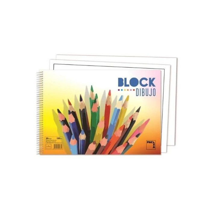 BLOC DE DIBUJO COLOURS 130GR.TAMAÑO FOLIO 20 HOJAS LISO CON RECUADRO PACSA 18836