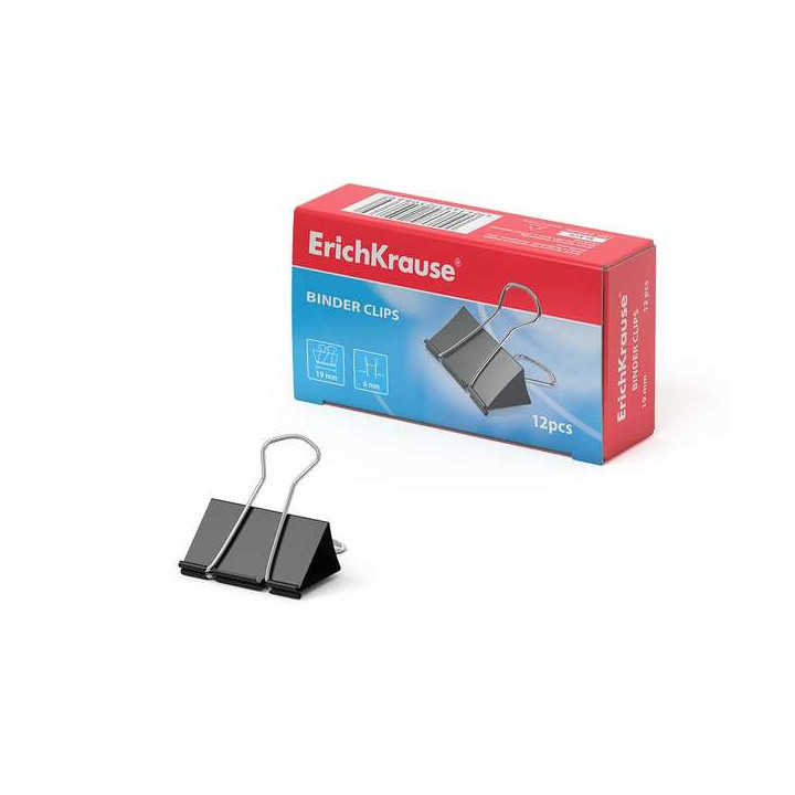 Erichkrause Pack de 12 Pinzas Sujetapapeles - Alambre de Acero de Alta Calidad - Resistencia Mejorada - Capacidad hasta 70 Hoja