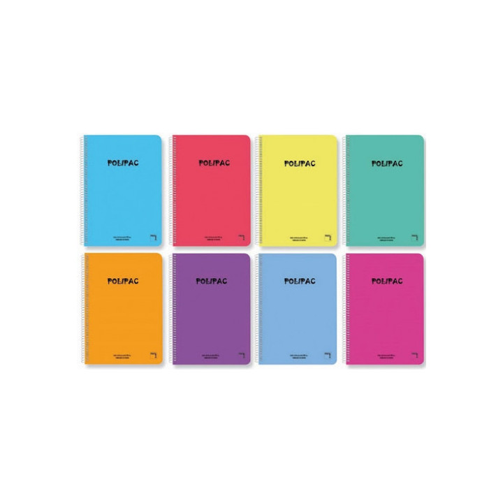 CUADERNO SERIE POLIPAC TAPA POLIPROPILENO FOLIO (215X310MM.) 80 HOJAS CUADRÍCULA 4X4 8 COLORES SURTIDOS PACSA 16952