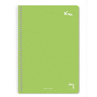 CUADERNO SERIE XTRA 60GR.TAPA CONTRACOLADA FOLIO (215X310MM.) 80 HOJAS CUADRÍCULA 4X4 COLOR VERDE OSCURO PACSA 16078