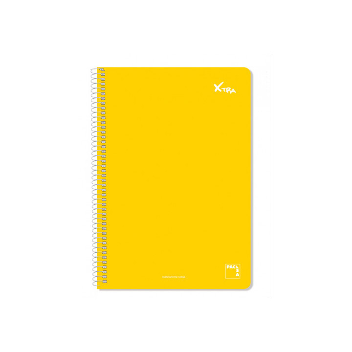 CUADERNO SERIE XTRA 60GR.TAPA CONTRACOLADA FOLIO (215X310MM.) 80 HOJAS CUADRÍCULA 4X4 COLOR AMARILLO PACSA 16050