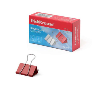 Erichkrause Pack de 12 Pinzas para Papeles 25mm - Capacidad hasta 110 hojas - Alambre de Acero de Alta Calidad - Colores Surtid
