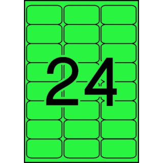 Apli Pack de 480 Etiquetas 64x33.9mm - 20 Hojas por 24 Etiquetas - Adhesivo Permanente - Cantos Romos - Color Verde Fluor