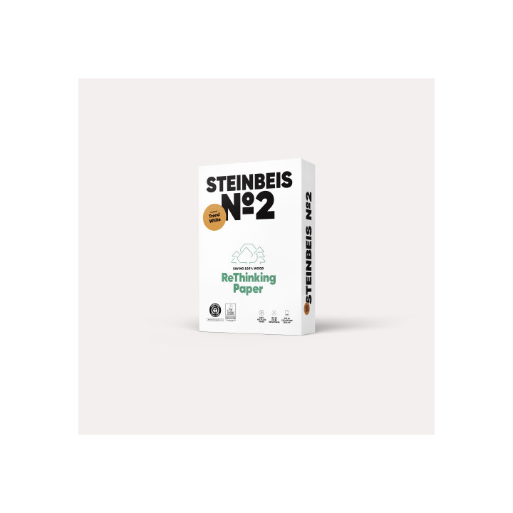 PAQUETE 500H PAPEL RECICLADO 80GR A4 TREND WHITE Nº2 ISO80 STEINBEIS 40002164