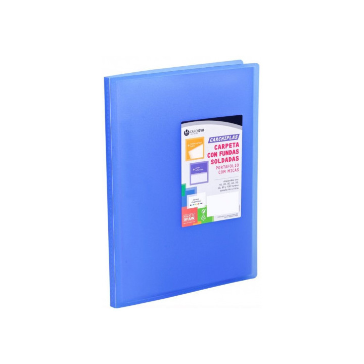CARPETA CARCHIPLAS-BOOK A4 POLIPROPILENO 30 FUNDAS SOLDADAS AZUL CARCHIVO 50303050