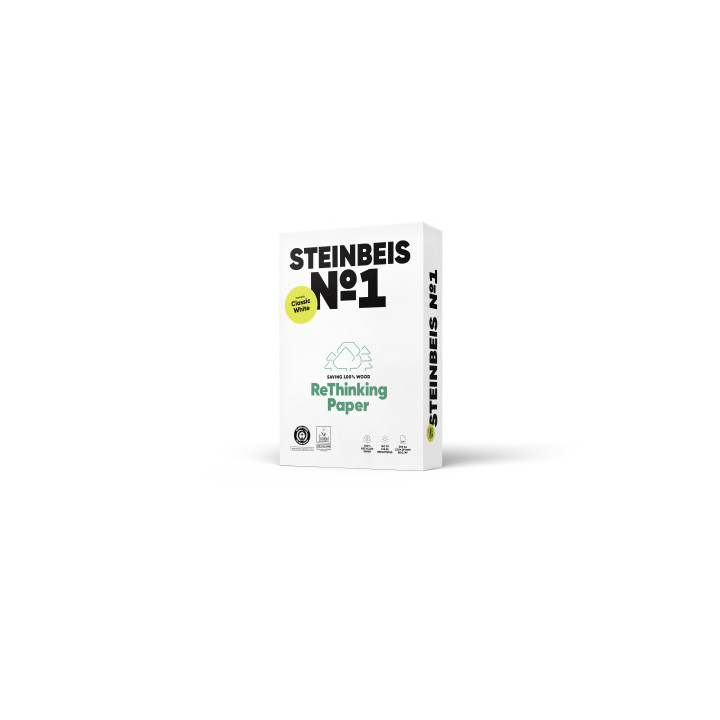 PAQUETE 500H PAPEL RECICLADO 80GR A3 CLASSIC WHITE Nº1 ISO70 STEINBEIS 40002077