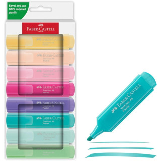 Faber-Castell Textliner 46 Pastel Pack de 8 Marcadores Fluorescentes - Punta Biselada - Trazo entre 1mm y 5mm - Tinta con Base