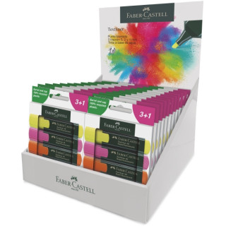 Faber-Castell Textliner 48 Expositor con 22 Packs de 4 Marcadores Fluorescentes - Punta Biselada - Trazo entre 1.2mm y 5mm - Ti