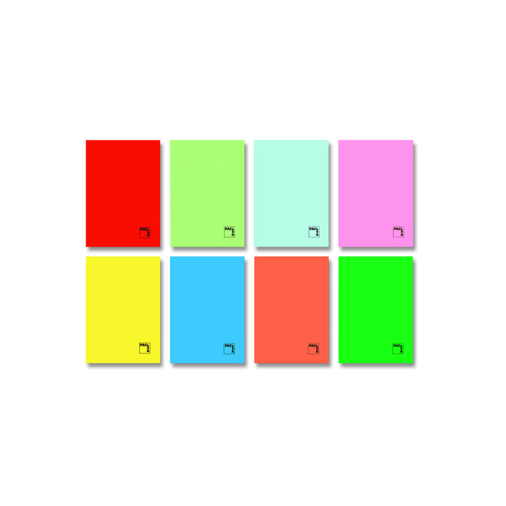 LIBRETA GOFRADA TAPA CARTULINA 70 GRS. A-4 (210X297MM.) 48 HOJAS HORIZONTAL 8 COLORES SURTIDOS CON MARGEN SURTIDO PACSA 20061