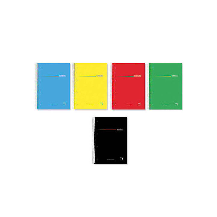 CUADERNO SERIE PREMIUM TAPA EXTRA DURA 70 GRS. A-4 (210X297MM.) MICROPERFORADO 160 HOJAS CUADRÍCULA 5X5 + GRECA SURTIDO PACS...