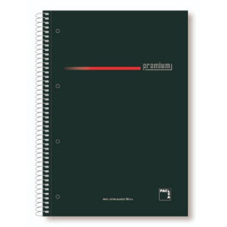 CUADERNO SERIE PREMIUM TAPA EXTRA DURA 70 GRS. A-4 (210X297MM.) MICROPERFORADO 160 HOJAS CUADRÍCULA 5X5 + GRECA NEGRO PACSA ...