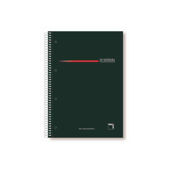 CUADERNO SERIE PREMIUM TAPA EXTRA DURA 70 GRS. A-4 (210X297MM.) MICROPERFORADO 160 HOJAS CUADRÍCULA 5X5 + GRECA NEGRO PACSA ...
