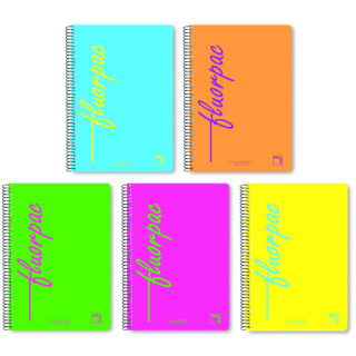 CUADERNO SERIE FLUORPAC TAPA POLIPROPILENO 90 GRS. FLUOR 4º (155X215MM.) 80 HOJAS CUADRÍCULA 4X4 CON MARGEN SURTIDO PACSA 1...