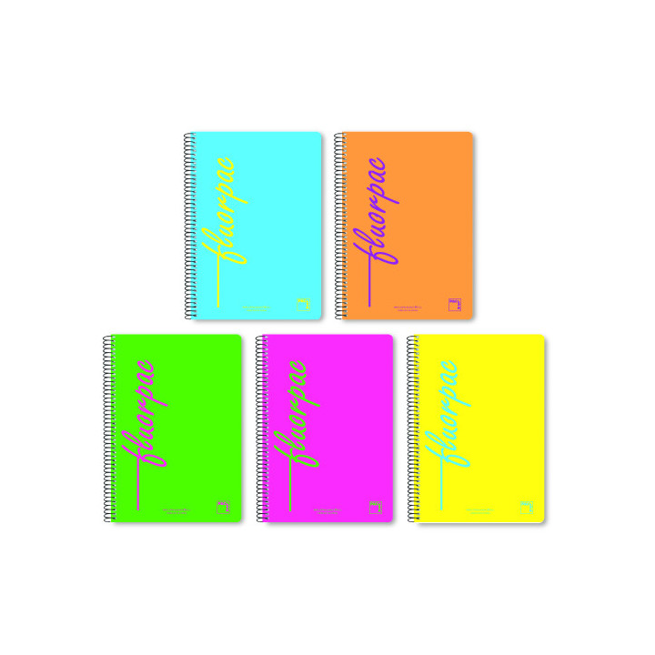 CUADERNO SERIE FLUORPAC TAPA POLIPROPILENO 90 GRS. FLUOR 4º (155X215MM.) 80 HOJAS CUADRÍCULA 4X4 CON MARGEN SURTIDO PACSA 1...