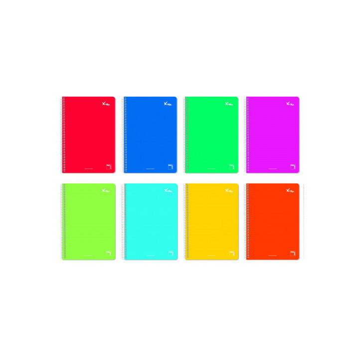 CUADERNO ESPIRAL SERIE XTRA TAPA DURA 60 GRS. 4º (155X215MM.) 80 HOJAS CUADRÍCULA 4X4 CON MARGEN SURTIDO PACSA 16733