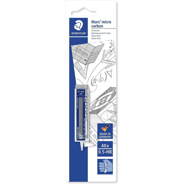 Staedtler Micro Carbon 255 Dispensador de Minas con 40 Minas - Mina HB de 0.5mm - Rellena las Minas Individualmente - Resistenc