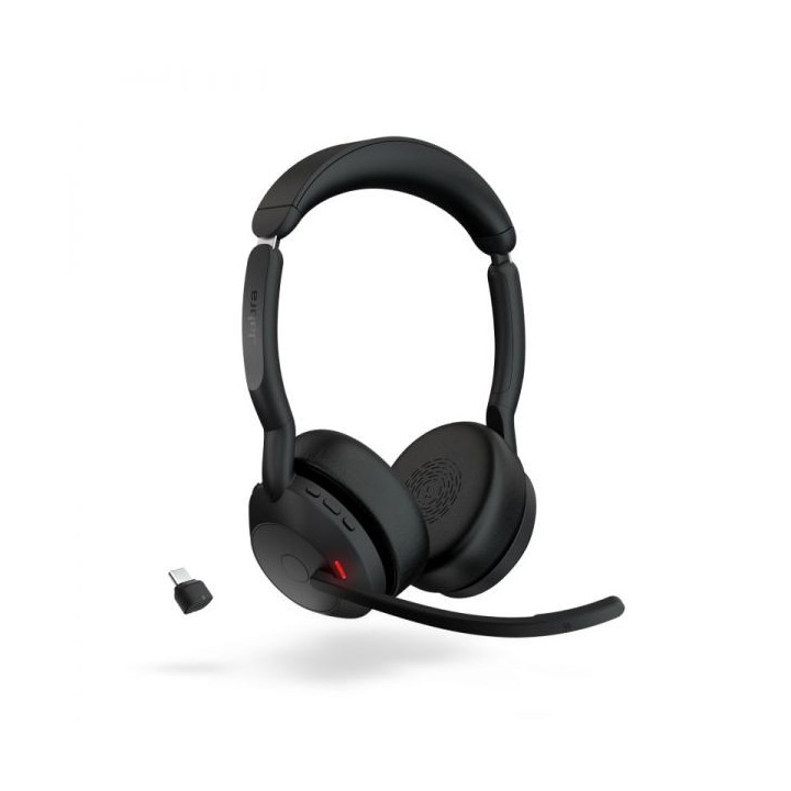Jabra Evolve2 55 MS Auriculares Estero Link 380 con Microfono - Bluetooth - USB-C - Cancelacion de Ruido - Diadema Ajustable -