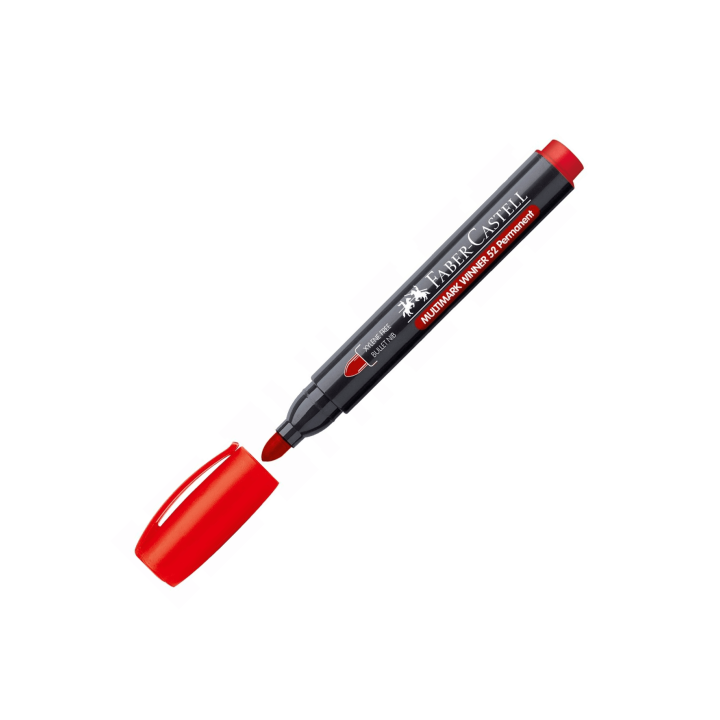 MARCADOR MULTIMARK WINNER 23 ROJO PUNTA CÓNICA Y SIN CLIP FABER CASTELL 453323