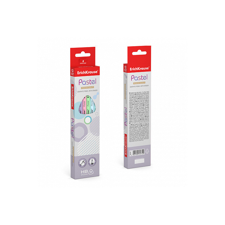 LÁPIZ DE GRAFITO TRIANGULAR CON GOMA PASTEL HB ERICH KRAUSE 56006