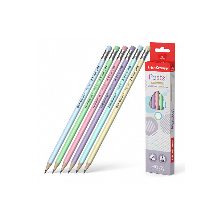 LÁPIZ DE GRAFITO TRIANGULAR CON GOMA PASTEL HB ERICH KRAUSE 56006