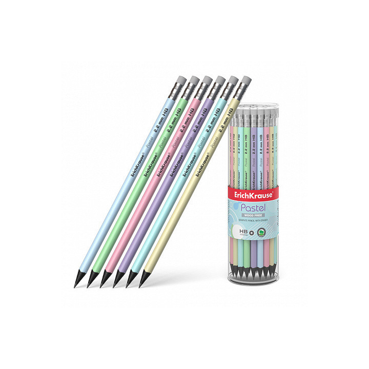 LÁPIZ DE GRAFITO REDONDO CON GOMA PASTEL HB ERICH KRAUSE 55272