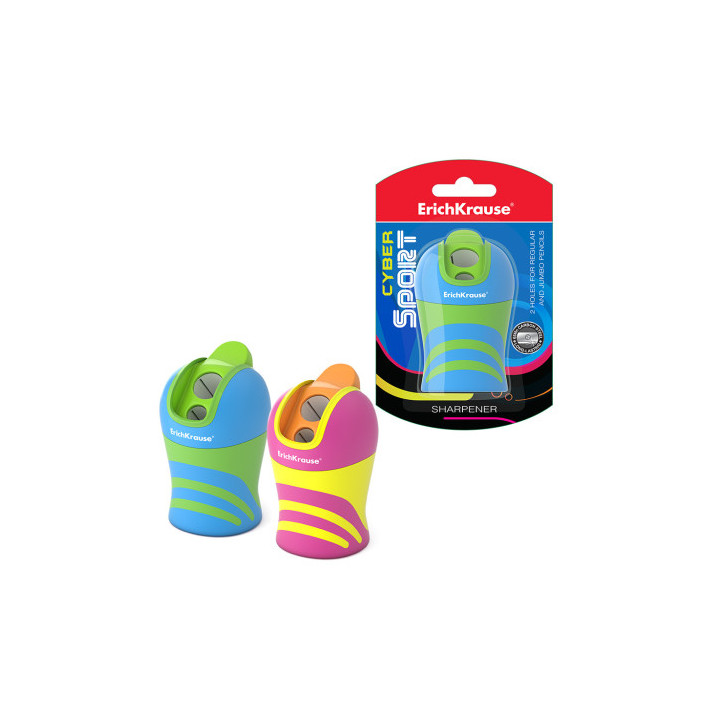 SACAPUNTAS DE PLÁSTICO DOBLE CYBER SPORT CON DEPÓSITO