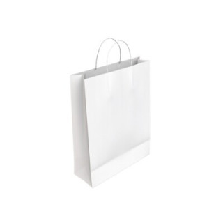 BOLSA PAPEL CON ASAS CELULOSA BLANCO M 27X12X37 CM BISMARK 329814