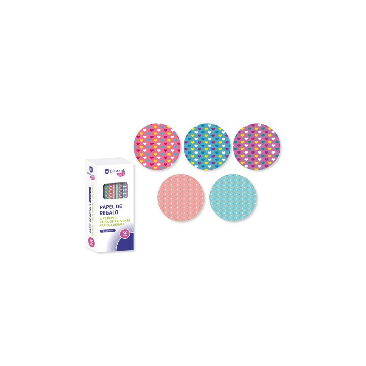 PAPEL DE REGALO LOVE&STARS 70X200 BISMARK 329856