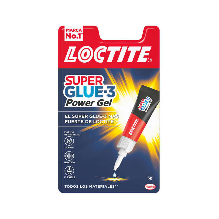Loctite Superglue-3 Power Gel 3gr - Adhesivo Instantaneo Flexible y Extrafuerte - Formula en Gel Enriquecida con Particulas de