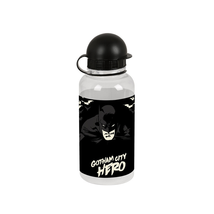 Safta Batman Hero Botella de 500ml - PVC sin BPA - Cierre Hermetico a Presion - Valvula de Salida de Agua - Tapon Roscado - 69x1