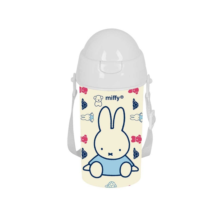 Safta Miffy Buddy Botella de 500ml - PVC sin BPA - Pajita Interior - 73x73x195mm - Color Beige