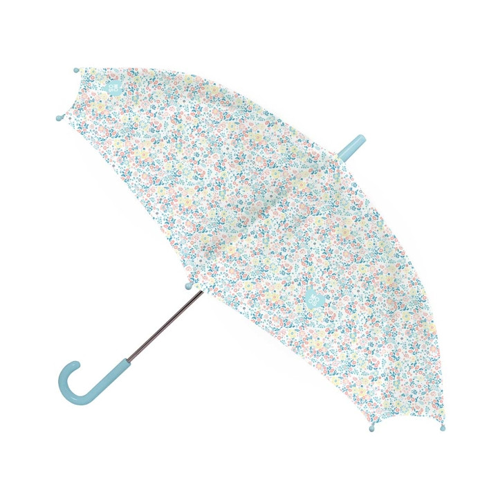 Safta Moos Fiori Paraguas Manual de 86cm - 8 Paneles - Asa y Punta de PVC - Poliester - Nervios de Acero de 8mm - Color Blanco