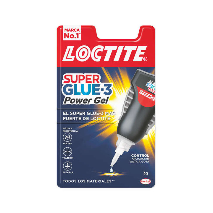 Loctite Superglue-3 Control Power Gel 3gr - Adhesivo Instantaneo Flexible y Extrafuerte - Resistente a Golpes. Torsiones y Vibr