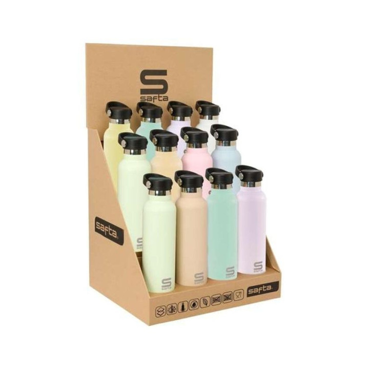 Safta Expositor con 12 Botellas de 600ml - Colores Surtidos