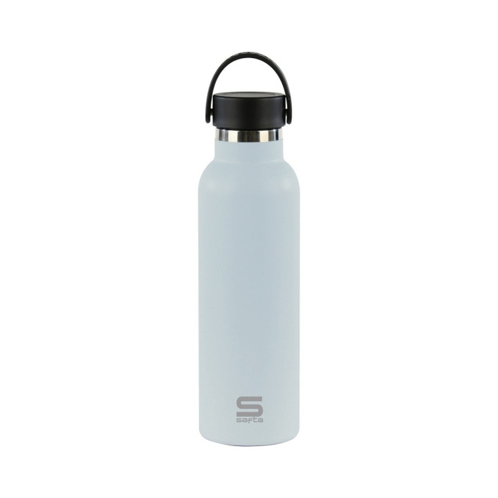 Safta Botella Termo de 600ml - Acero Inoxidable - Base de Silicona Antideslizante - Asa Superior - Color Azul Claro