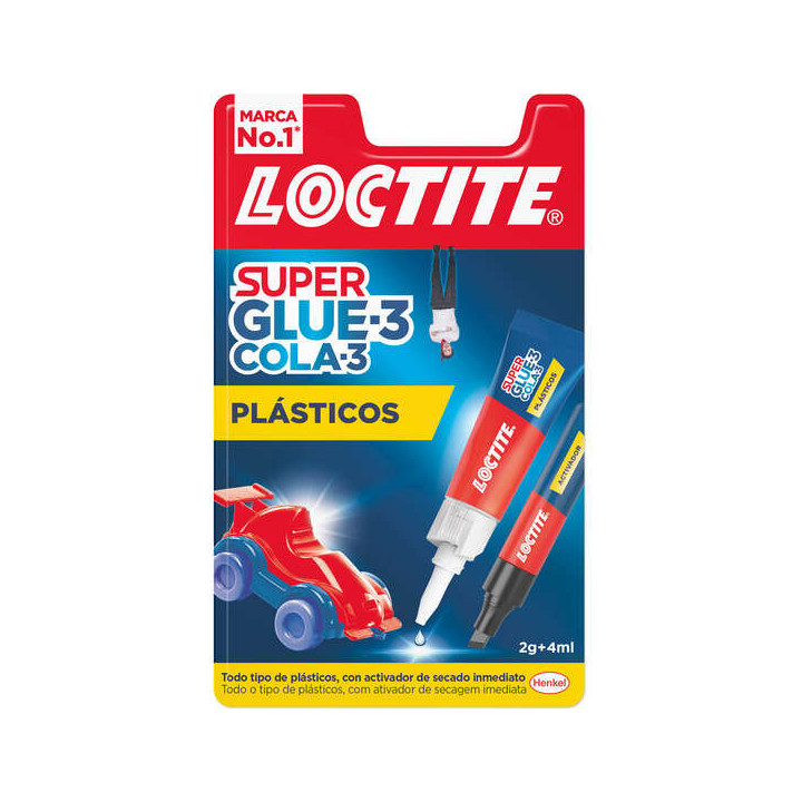 Loctite Superglue-3 Plasticos Dificiles Pegamento 2gr + Activador 4ml - Pegamento Transparente y Liquido - Formulado para Plast