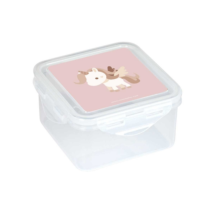 Safta Unicornio Fiambrera de 1.27L - PVC sin BPA - Cierre Hermetico a Presion - 130x130x75mm - Color Transparente
