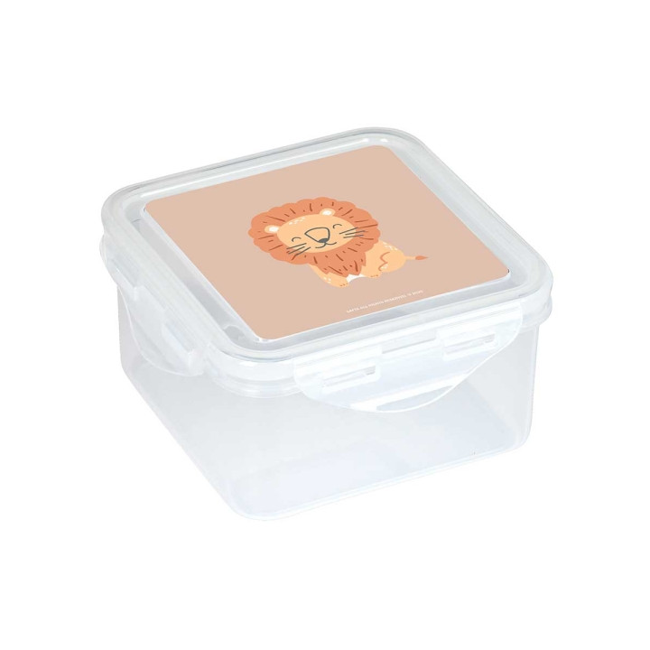 Safta Leon Fiambrera de 1.27L - PVC sin BPA - Cierre Hermetico a Presion - 130x130x75mm - Color Transparente