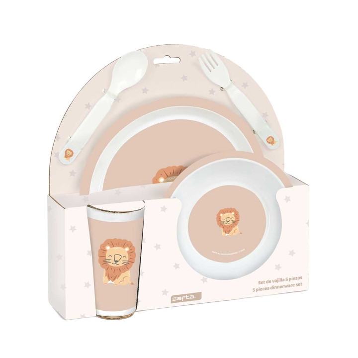 Safta Leon Set de Menaje Infantil - PVC sin BPA - 260x90x260mm - Color Beige