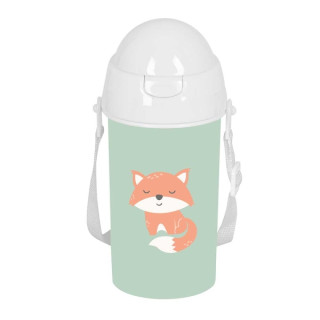 Safta Zorrito Botella de 500ml - PVC sin BPA - Pajita Interior - 73x73x195mm - Color Verde