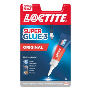 Loctite Super Glue-3 Original Pegamento Transparente Instantaneo 3gr - Formula Triple Resistencia - Secado en 3 Segundos - Tapo