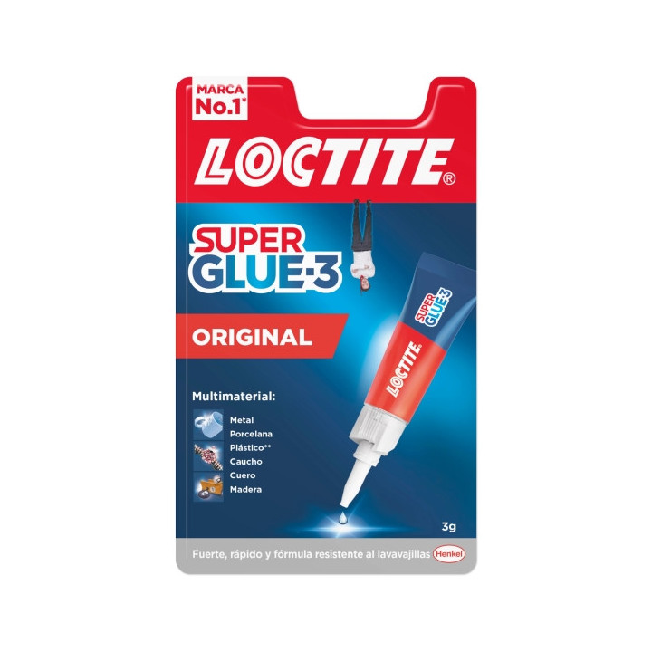 Loctite Super Glue-3 Original Pegamento Transparente Instantaneo 3gr - Formula Triple Resistencia - Secado en 3 Segundos - Tapo