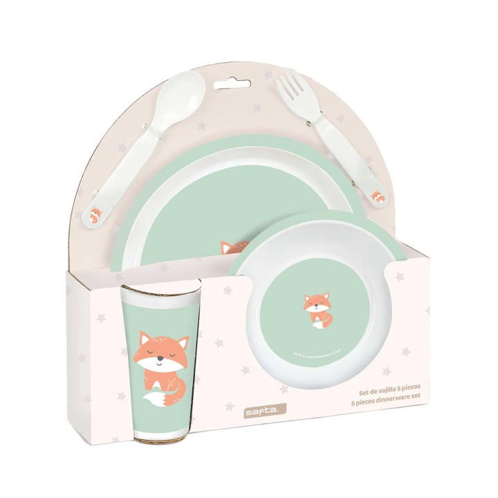 Safta Zorrito Set de Menaje Infantil - PVC sin BPA - 260x90x260mm - Color Menta