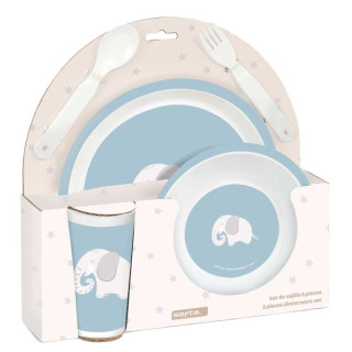 Safta Elefante Set de Menaje Infantil - PVC sin BPA - 260x90x260mm - Color Azul
