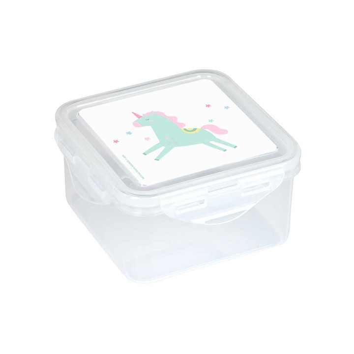 Safta Unicornio Fiambrera de 1.27L - PVC sin BPA - Cierre Hermetico a Presion - 130x130x75mm - Color Transparente